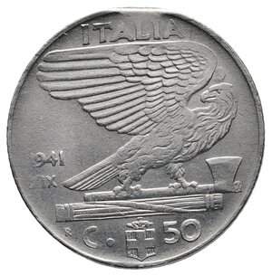 obverse: ERRORE - Vittorio Emanuele III - 50 Centesimi 1941 Tondello Tranciato