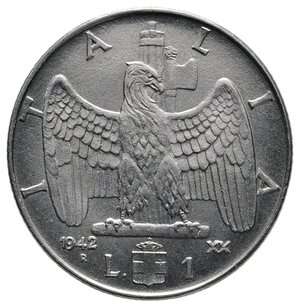 obverse: ERRORE - Vittorio Emanuele III - 1 Lira 1942  Asse Spostato 270°