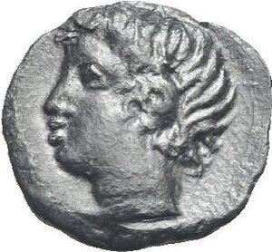 obverse: Sicily. Longane. Circa 424-415 BC. Litra (Silver, 8.78 mm, 0.72 g). [ΛONΓANAION] Head of Herakles to right, wearing lion skin headdress. Rev. Head of river-god to left. HGC 2, 755. Dark tone. Good Very Fine. Very Rare.