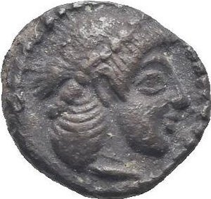 obverse: Sicily. Syracuse, Deinomenid Tyranny. Circa 485-470 BC. Obol (Silver, 7.97 mm, 0.48 g). Diademed head of Arethusa right. Rev. Four-spoke wheel. HGC 2, 1371. Boehringer 362-370. Dark patina. Good Very Fine.
