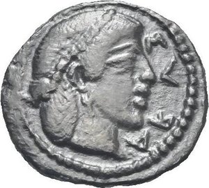 obverse: Sicily. Syracuse. Second Democracy, 466-405 BC. Litra (Silver, 11.39 mm, 0.52 g). ΣVRA Diademed head of Arethusa right. Rev. Octopus. HGC 2, 1375 var. (legend on reverse). Boehringer 415-422 (missing obverse dies with retrograde R). Dark patina. Very Fine.