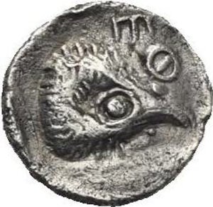 reverse: Ionia. Ephesos. Circa 500-420 BC. Tetartemorion (Silver, 6.95 mm, 0.25 g). E Φ Bee. Rev. Head of eagle right, SNG Kayhan 131-134. Toned. Good Very Fine.