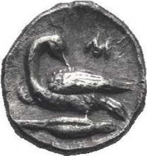 reverse: Cilicia. Mallos. Circa 385-333 BC. Hemiobol (Silver, 6.49 mm, 0.33 gr). Head of Herakles left, wearing lion skin headdress. Rev. M, swan left on barley grain. Cfr. Goktürk 33 (obol). SNG BN 384 (same). SNG Levante 161 (same). Attractive toning. About Extremely Fine. Very rare as a hemiobol. 