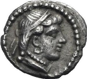 obverse: Cilicia. Tarkumuwa (Datames), Satrap of Cilicia and Cappadocia. Tarsos. Circa 380 BC. Obol (Silver, 9.88 mm, 0.73 g). Diademed female head right (Aphrodite?). Rev. TRKMW (in Aramaic), Helmeted and bearded head right (Ares?). SNG BN 278–281; SNG Levante 81. Attractively toned. About Extremely Fine.