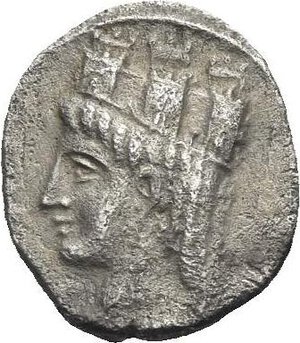 obverse: Cilicia. Uncertain mint and/or dynast. 4th Century BC. Obol (Silver, 10.01 mm, 0.70 g). Veiled and draped bust of Aphrodite facing slightly left. Rev. Bust of Herakles left, lion skin draped around neck. Göktürk 40. SNG Levante 220. SNG Paris 480. Traité II, 2, 601 and pl. CVIII, 17. Lightly toned. Beautiful specimen. Extremely Fine.