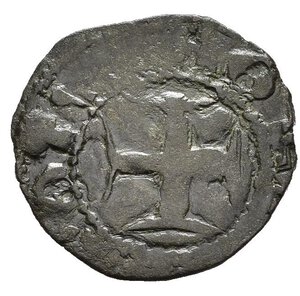 obverse: ORIENTE LATINO. Area incerta, imitazione di Atene o Chiarenza(?), circa XIII secolo. Denaro tornese. MI (g 0,84). Croce. R/ Castello stilizzato. qBB