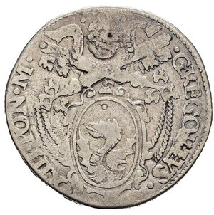 obverse: ANCONA. Stato Pontificio. Gregorio XIII (1572-1585). Testone con San Pietro. Ag (9,14 g). MIR 1204. qBB