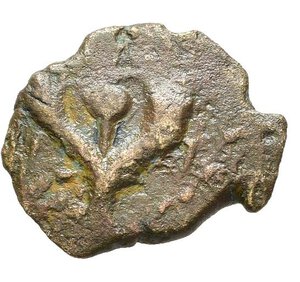 reverse: JUDAEA. Alexander Jannaios (103-76 a.C.). Prutah per Gerusalemme. AE (g 1,53). Melograno tra due cornucopie. R/ Leggenda aramaica in cinque righe. HGC 10, 638-41. MB-BB. Nr.Reg. 613/24