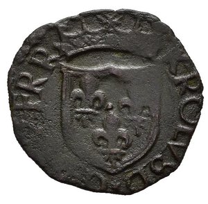 obverse: L AQUILA. Carlo VIII di Francia (1495). Cavallo. AE (g 1,41). Stemma coronato. R/ Croce; aquila sotto. MIR 107. qBB