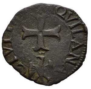 reverse: L AQUILA. Carlo VIII di Francia (1495). Cavallo. AE (g 1,41). Stemma coronato. R/ Croce; aquila sotto. MIR 107. qBB