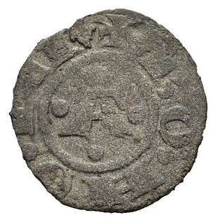 obverse: BOLOGNA. Repubblica (1191-1337). Bolognino piccolo. MI (g 0,42). ENRICVS attorno a I P T R. R/ Grande A tra quattro globetti. MIR 2. qBB