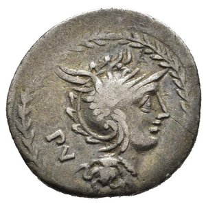 obverse: LUCILIA. M. Lucilius Rufus (101 a. C.) Denario. Testa di Roma elmata a ds. R/ Vittoria in biga verso ds.    (g. 3,73). B. 1; Syd. 599; Cr. 324/1.     AR   raro   +BB   