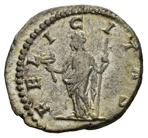 reverse: GIULIA DOMNA (Moglie di Settimio Severo). Roma. Denario. AR (3,38 g). D/ IVLIA AVGVSTA, busto drappeggiato a destra; R/  FELICITAS, Felicitas stante regge caduceo e cornucopia. RIC IV 551. BB. RARO. nr.reg.601/24