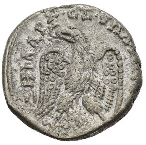 reverse: CARACALLA (198-217). Seleucis e Pieria, Laodicea ad Mare. Tetradramma. AR (g 13,68). Testa laureata a destra. R/ Aquila frontale con ali spiegate, testa a sinistra, corona nel becco; sotto, stella(?). Cf. Prieur 1179. BB. Nr.Reg. 612/24