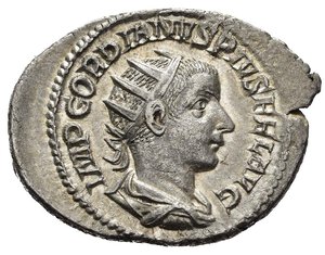 obverse: GORDIANO III (238-244) Antoniniano. Busto rad. a ds. R/ LAETITIA stante a sn. C. 121; RIC 86.      AR    (g. 4.42)     SPL