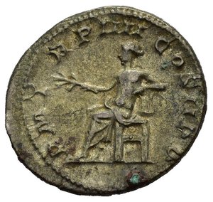 reverse: GORDIANO III (238-244). Roma. Antoniniano. AR (4,1 g). D/ IMP GORDIANVS PIVS FEL AVG,  busto radiato, drappeggiato e corazzato a destra, visto di spalle; R/ P M TR P IIII COS II P P,  Apollo, seduto, regge ramoscello e si appoggia ad una lira. RIC IV 88. qSPL. nr.reg.601/24