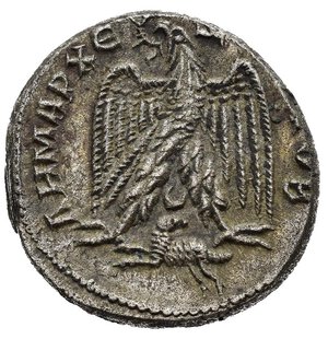 reverse: GORDIANO III (238-244). Seleucis e Pieria, Antiochia. Tetradramma. AR (g 13,09). Busto laureato a destra, con drappeggio sulla spalla. R/ Aquila frontale con ali spiegate, testa a sinistra, corona nel becco; sotto, ariete retrospiciente a sinistra, sormontato da crescente. RPC VII.2 3512; McAlee 877; Prieur 291A. BB+. Nr.Reg. 612/24