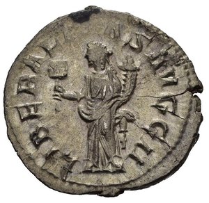 reverse: FILIPPO I (244-249). Roma. Antoniniano. MI (3,54 g). D/ IMP M IVL PHILIPPVS AVG, busto radiato, drappeggiato e corazzato a destra visto di spalle; R/ LIBERALITAS AVGG II, Liberalitas stante, regge abaco e cornucopia.RIC IV 38b. SPL.  nr.reg.601/24