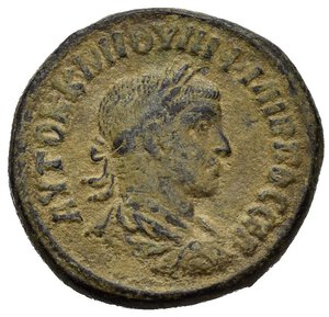 obverse: FILIPPO II (247-249). Seleucis e Pieria, Antiochia. Tetradramma. MI (g 11,53). Busto laureato, drappeggiato e corazzato a destra. R/ Aquila stante a destra, con ali spiegate e corona nel becco. RPC VIII online - (unassigned; ID 29020); McAlee 1042; Prieur 474. BB. Nr.Reg. 612/24