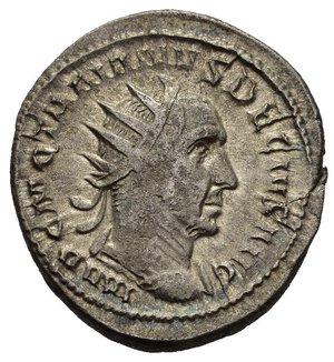 obverse: TRAIANO DECIO (249-251). Roma. Antoniniano. MI (3,67 g). D/ IMP C M Q TRAIANVS DECIVS AVG,  busto radiato, drappeggiato e corazzato a destra visto di spalle; R/ ABVNDANTIA AVG, Abundantia stante, vuota una cornucopia. RIC IV 10b. BB+.  nr.reg.601/24