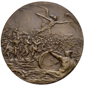 reverse: Medaglie Italiane – Regno d’Italia – Vittorio Emanuele III (1900-1945) - Ventennio Fascista – Ministero della Guerra – Ventennale della Vittoria. Medaglia statica emessa nel 1938 per ricordare la vittoria della Prima Guerra Mondiale. Al dritto nel campo, in alto: MINISTERO = DELLA _ GVERRA Aquila Savoia ad ali spiegate su fascio ai lati: 1918 _ 1938 = • XVI • sotto: VENTENNALE DELLA VITTORIA.  Al rovescio La Vittoria alata, in volo verso dx, guida l esercito. Opus Fontana. Realizzata in bronzo (AE) (Ø 40mm, 27,26g). Riferimenti Casolari XVI-30 Lorioli (70°) 397 Conservazione SPL.  