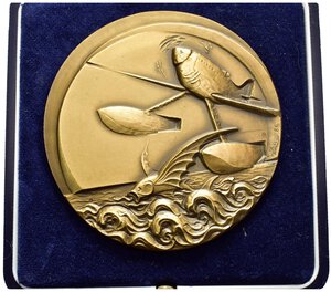 obverse: Medaglie Italiane. Medaglia uniface. Aeronautica Militare - Cinquantennale record mondiale velocità idrovolanti (1934-1984). AE (265 g - 80 mm). Opus Zanelli. Edizione numerata (350 esemplari per il bronzo) con scatola originale in ottime condizioni. FDC