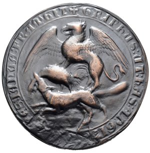 obverse: Medaglie Italiane. Genova. Medaglia che riproduce il sigillo dell antica Repubblica Genovese conservato negli archivi nazionali di Parigi. AE (346 g - 81 mm). Grifo che calpesta la volpe e il gallo; R/ LA CITTA  DI GENOVA. Con cofanetto . FDC