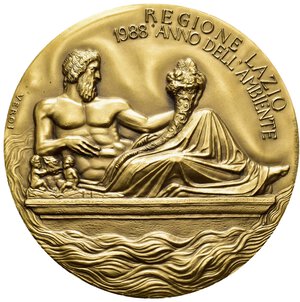 obverse: Medaglie Italiane. Roma. Regione Lazio. Medaglia 1988 anno dell ambiente. AE dorato (181 g - 71 mm) Opus Veroi - Picozzi. Coniazione Johnson. FDC