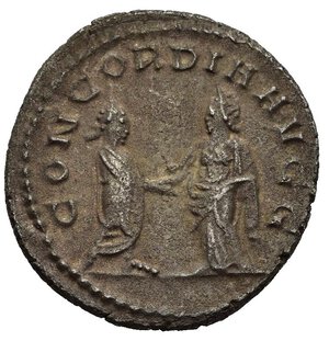 reverse: SALONINA (Moglie di Gallieno). Antiochia. Antoniniano. MI (3,45 g). D/ CORN SALONINA AVG, busto drappeggiato a destra, su crescente; R/ CONCORDIA AVGG, Gallieno e Saloninia si stringono la mano. RIC V 63. BB. nr.reg.601/24