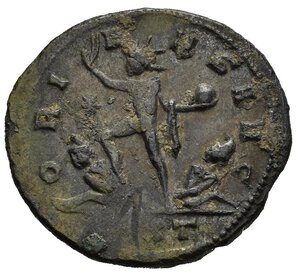 reverse: AURELIANO (270-275). Ticinum (Pavia). Antoniniano riformato. MI (3,9 g). D/ IMP C AVRELIANVS AVG, busto radiato e corazzato a destra; R/ ORIENS AVG, Sol incedente regge globo e solleva la destra in segno di saluto, ai suoi piedi due prigionieri, in esergo TXXT. RIC V 151. BB. nr.reg.601/24