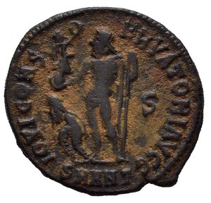 reverse: LICINIO I (308-324). Follis per Antiochia. AE (g 2,50). Busto laureato e drappeggiato a sinistra, con mappa, globo e scettro. R/ Giove stante a sinistra, regge Vittoria su globo e scettro; ai piedi, prigioniero legato inginocchiato a sinistra; S/SMANT. RIC 27. BB. nr.reg.593/24