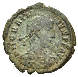 obverse: GRAZIANO (367-383). Aquileia. AE3. AE (2,41 g). D/  D N GRATIANVS P F AVG, busto diademato, drappeggiato  corazzato a destra; R/ SECVRITAS REI PVBLICAE, Vittoria incedente, regge corona e palma, nel campo una stella, in esergo SMAQS. RIC IX 18b. BB. nr.reg.601/24