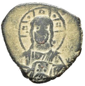 reverse: FOLLIS ANONIMO. Periodo di Romano III (c. 1028-1034). Follis classe B per Costantinopoli. AE (g 9,98). Busto frontale nimbato di Cristo, regge la Bibbia. R/ Croce su tre gradini, divide la leggenda IS XS / BASILЄ/ BASILЄ. DOC B1; Sear 1823. BB. Nr.Reg. 612/24