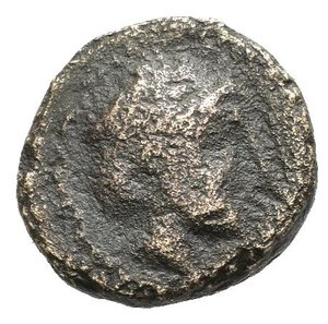 obverse: SELEUCIDI. Antioco III ? (223-187 a.C.). AE per Antiochia (g 1,70). Testa di Apollo a destra. R/ Elefante stante a sinistra; ancora(?) davanti. Cf. SC 979.1. MB