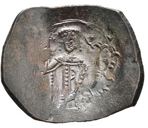 reverse: MANUELE I COMNENO (1143-1180). Trachy per Costantinopoli. MI (g 2,19). La Vergine nimbata seduta in trono di fronte. R/ Manuele stante di fronte, regge labarum e globo cruciger. Sear 1965. BB+. Nr.Reg. 612/24