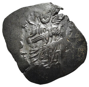 obverse: REGNO LATINO DI COSTANTINOPOLI (1204-1261). Trachy. MI (g 1,84). Cristo seduto in trono di fronte, regge la Bibbia. R/ Imperatore stante di fronte a sinistra, regge labarum, incoronato dalla Vergine stante a destra. Sear 2026. BB+. Nr.Reg. 612/24