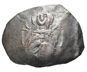 reverse: REGNO LATINO DI COSTANTINOPOLI ? (1204-1261). Trachy. MI (g 1,76). La Vergine seduta in trono di fronte. R/ Imperatore stante di fronte a sinistra, regge labarum. Cf. Sear 2021. BB. Nr.Reg. 612/24