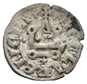 obverse: CROCIATE. Chiarenza. Filippo di Savoia (1301-1307). Denaro tornese. MI (g 0,69). Castello. R/ Croce. Metcalf 973-5. BB