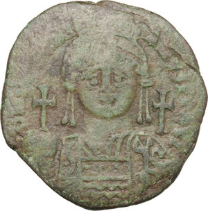 obverse: Justinian I (527-565).. AE Half Follis, Constantinople mint