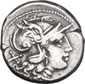 obverse: Furius Purpurio.. AR Denarius, 169-158 BC