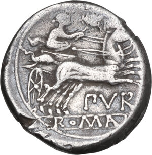 reverse: Furius Purpurio.. AR Denarius, 169-158 BC