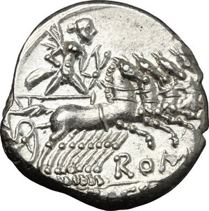 reverse: M. Baebius Q. f. Tampilus.. AR Denarius, 137 BC