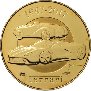 reverse: SCUDERIA FERRARI. Medaglia in oro per il 70° Anniversario della Ferrari (1947-2017).