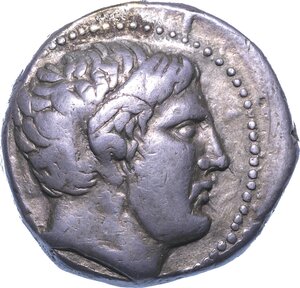 obverse: REGNO DI PEONIA. PATRAOS, 340-315 a.C. Tetradracma.