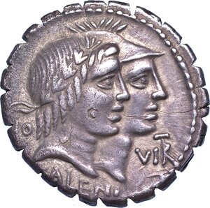 obverse: CORDIA - FUFIA. Q. Fufius Calenus e Mucius Cordus, anno 70 a.C. Denario serrato.