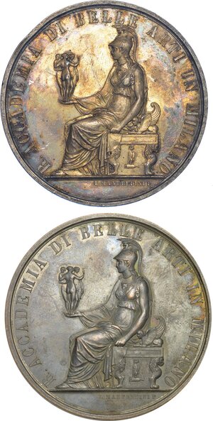 obverse: MILANO - ACCADEMIA BELLE ARTI. Lotto di due medaglie.