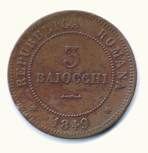 reverse: BOLOGNA - II Repubblica romana - 3 Baiocchi 1849