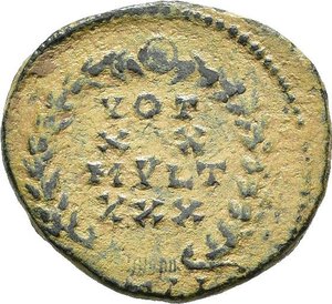 reverse: COSTANZO II (337-361). Antiochia. AE3. 347-348. AE (1,26 g). D/ D N CONSTANTIVS P F AVG, busto diademato a destra; R/ VOT XX MVLT XXX su quattro linee in corona d alloro; in esergo [S]MAN[…]. Cfr. RIC VIII 113. BB   nr.reg.592/24