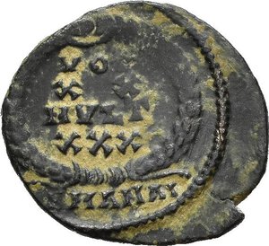 reverse: COSTANZO II (337-361). Antiochia. AE3. 347-348. AE (1,23 g). D/ D N CONSTANTIVS P F AVG, busto diademato  a destra; R/ VOT XX MVLT XXX su quattro linee in corona d alloro; in esergo SMANAI. RIC VIII 113. BB  nr.reg.593/24