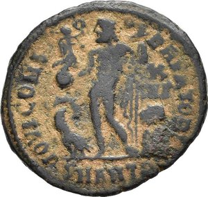 reverse: LICINIO I (308-324). Antiochia. Nummus. 321-323. AE (3,61 g). D/ IMP C VAL LICIN LICINIVS P F AVG, busto radiato, drappeggiato e corazzato a destra; R/ IOVI CONSERVATORI, Giove stante a sinistra, regge un globo niceforo e scettro; ai suoi piedi un aquila e un progioniero, nel campo a destra X-IIΓ; in esergo SMANTA. RIC VII 35. MB nr.reg.593/24